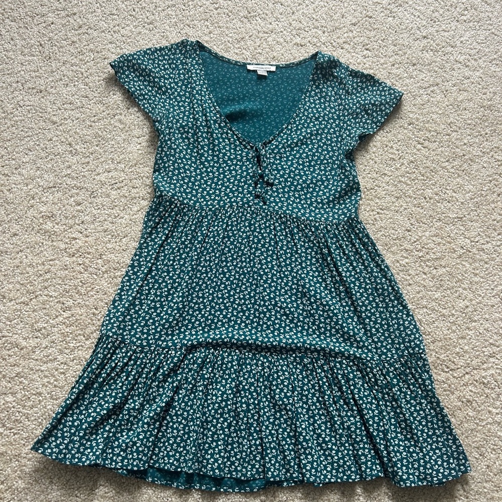 American Eagle Outfitters Green Ruffled Sundress